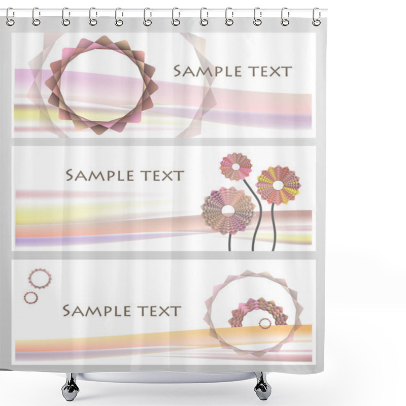 Personality  Geometric Pink And Red Pastel Flowers Business Card Set Shower Curtains