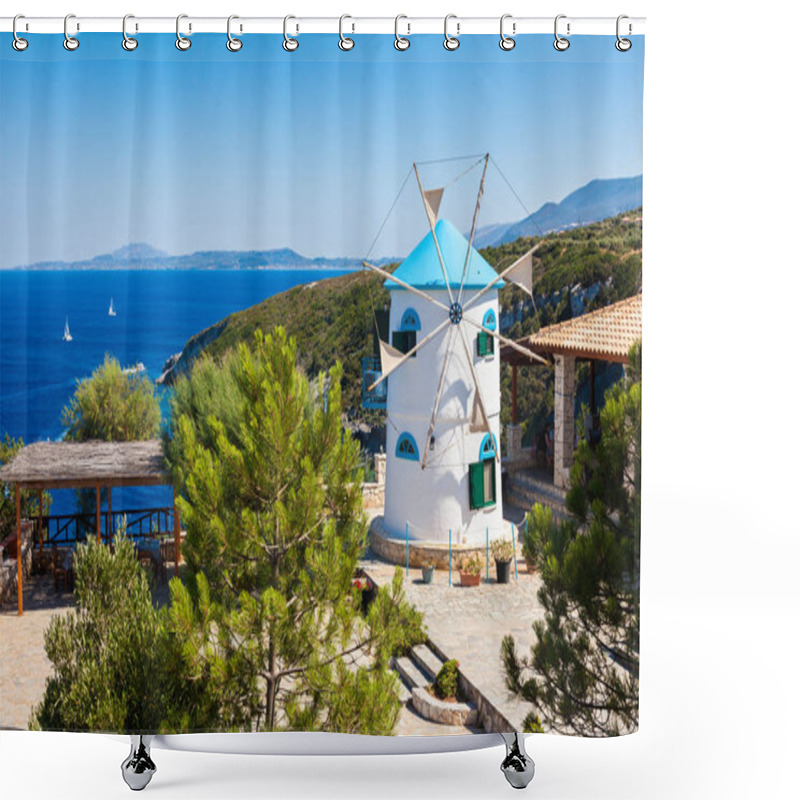 Personality  Old Windmill In Agios Nikolaos Near Blue Caves In Zakynthos (Zan Shower Curtains