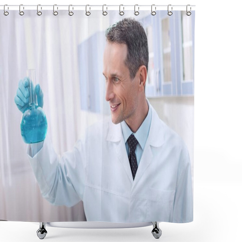 Personality  Scientist Holding Flask Shower Curtains