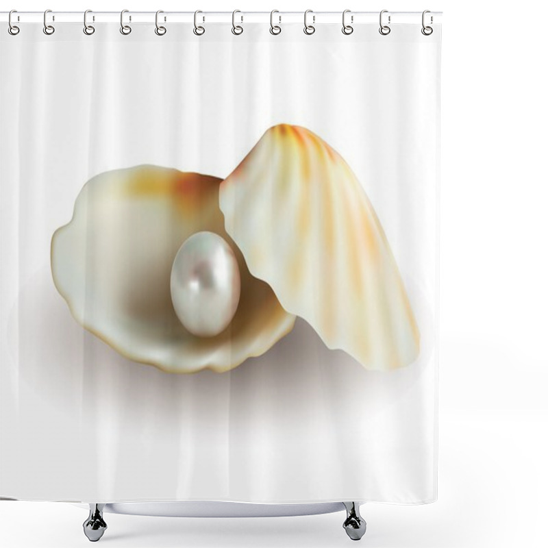 Personality  White Pearl In Shell Shower Curtains