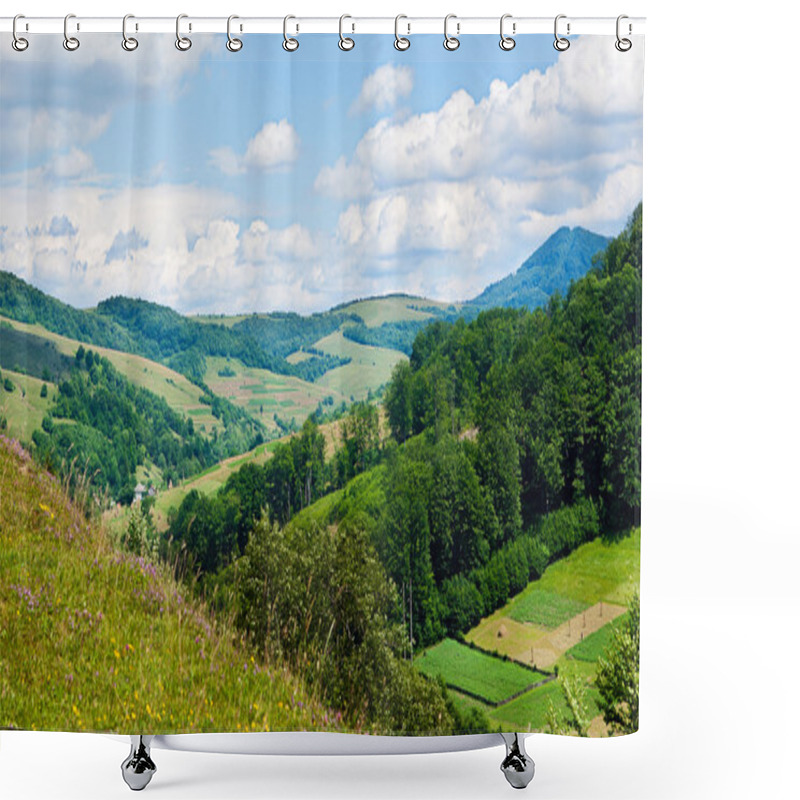 Personality  Beautiful Blue Sky And Rock High Up In Carpathian Mountains Shower Curtains