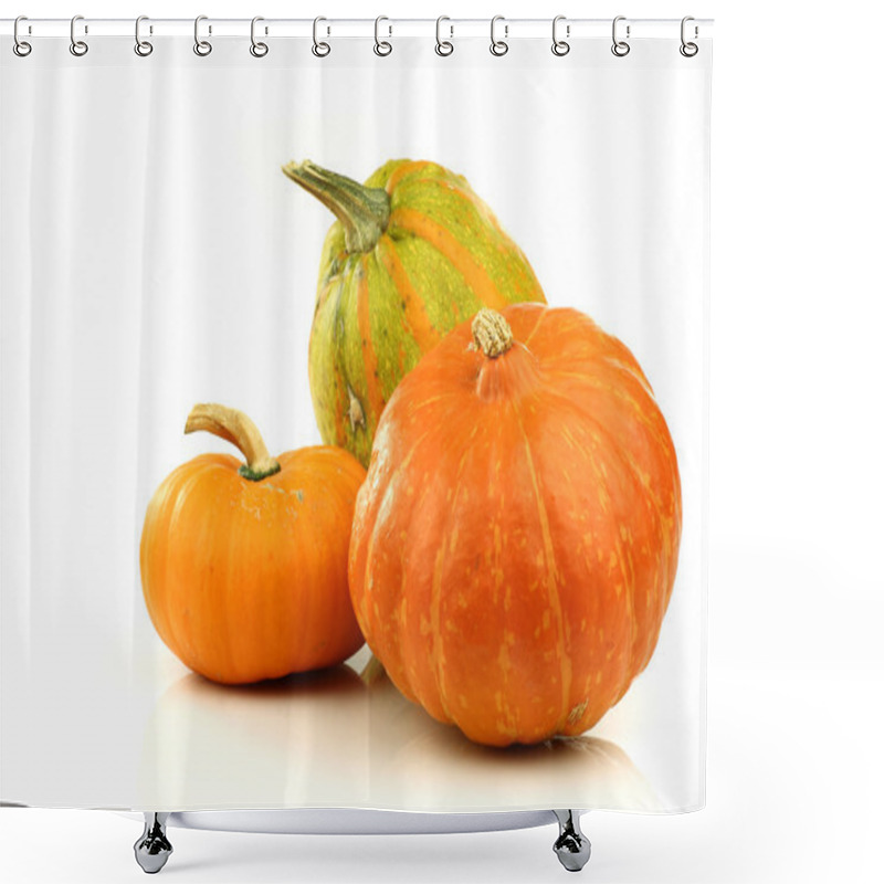 Personality  Orange And Striped Ornamental Pumpkins Shower Curtains