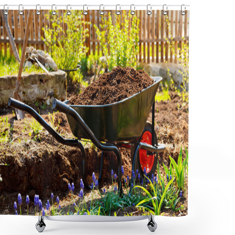 Personality  Wheelbarrow In A Garden Shower Curtains