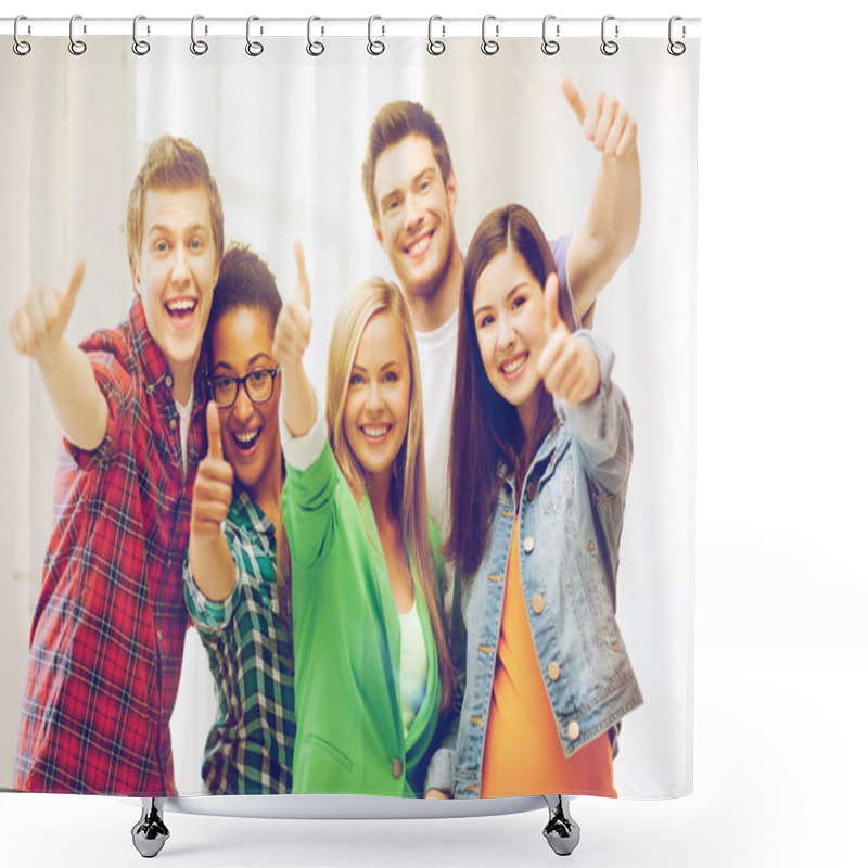 Personality  Students Showing Thumbs Up At School Shower Curtains