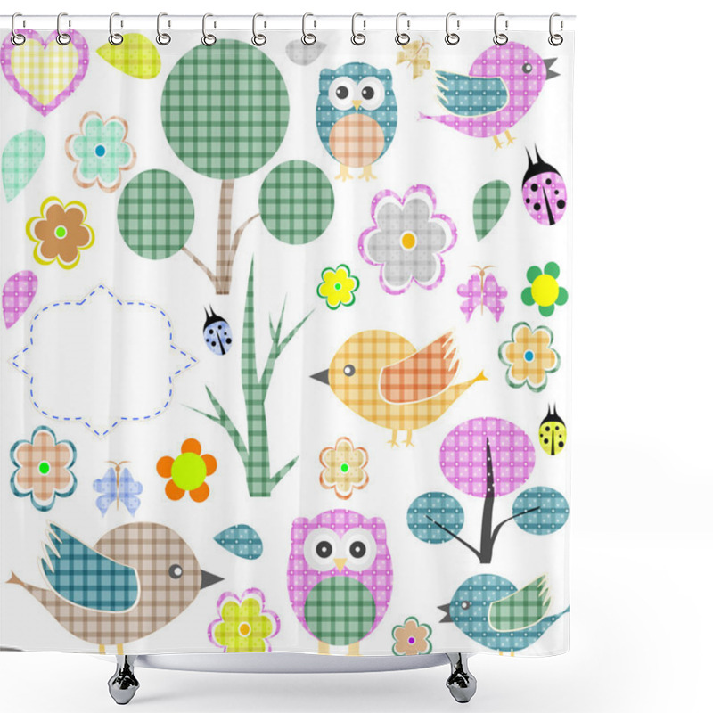 Personality  Set Of Nature Textile Stickers Shower Curtains