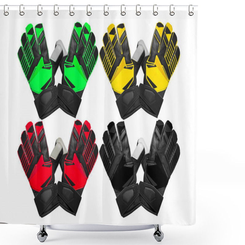 Personality  Collection Of Goalkeeper Glove Isolated On White Background Shower Curtains