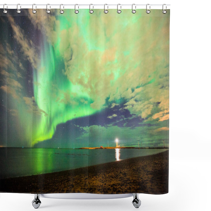 Personality  Aurora Borealis In Iceland Shower Curtains