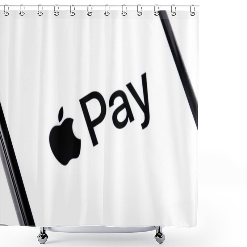 Personality  Apple IPhone With Apple Pay Logo. Russia - October 04, 2018 Shower Curtains