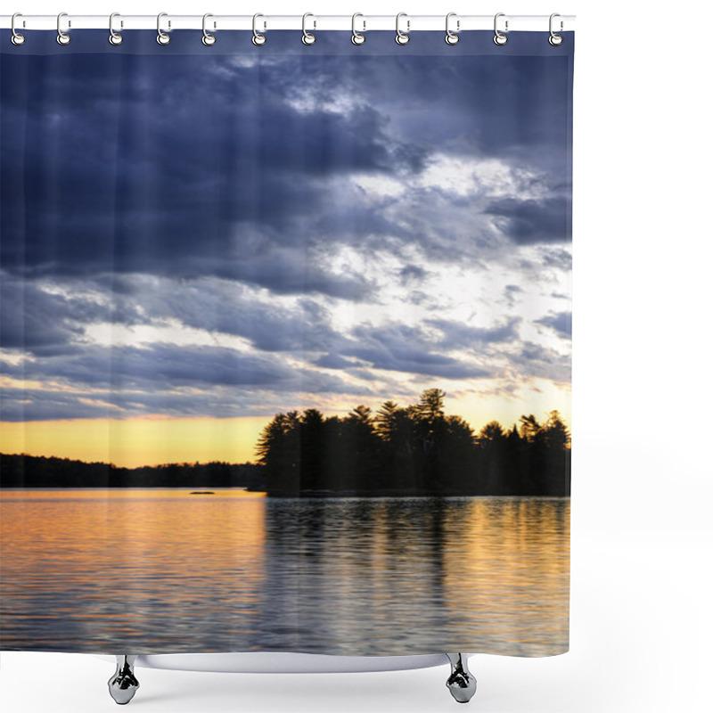 Personality  Dramatic Sunset At Lake Shower Curtains