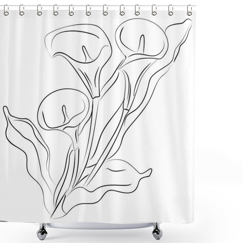 Personality  Ink Sketch Calla Flower Shower Curtains