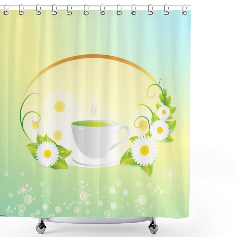 Personality  Vector Background With Tea Cup. Shower Curtains