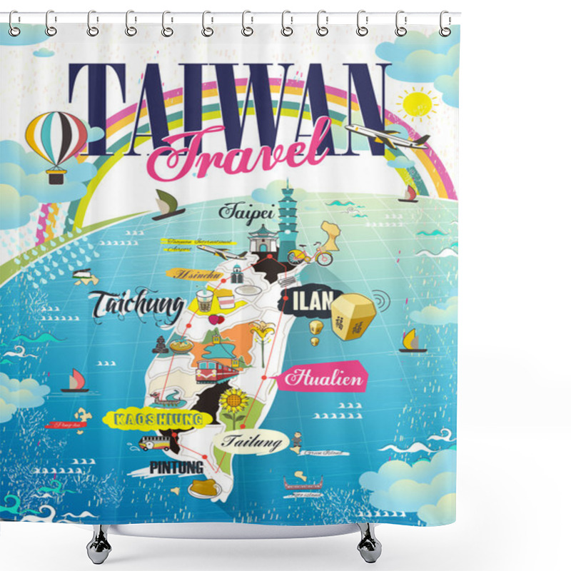 Personality  Taiwan Travel Map Shower Curtains