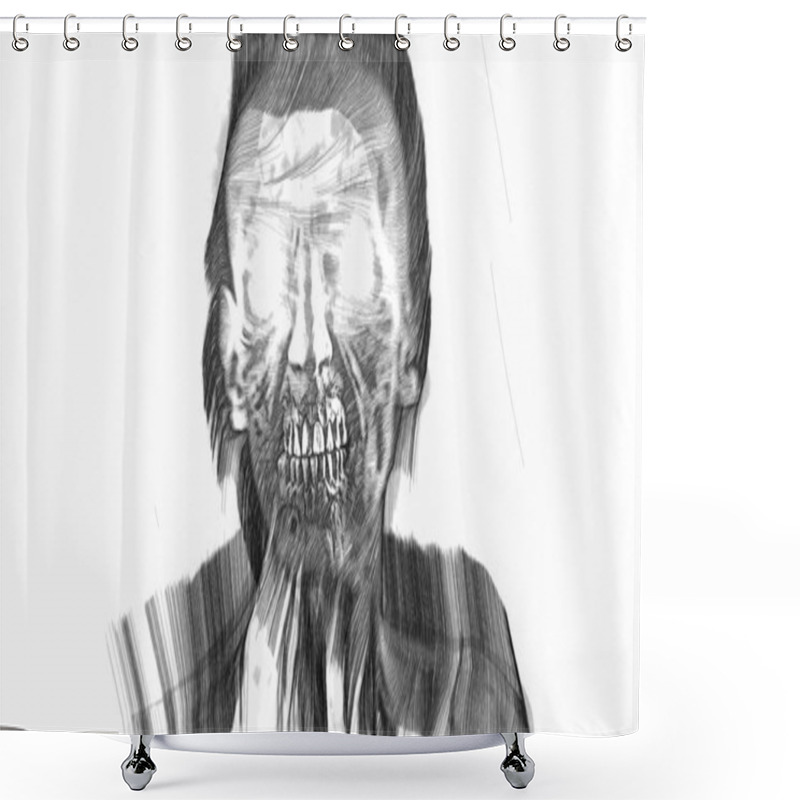 Personality  3d Illustration - Horror Zombie With Scary Effects Shower Curtains