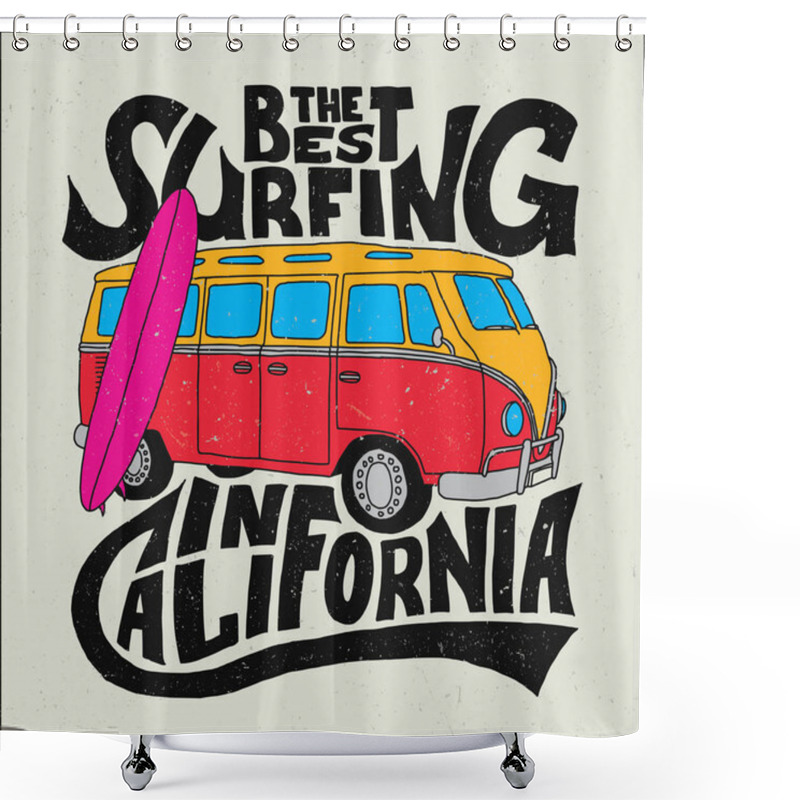 Personality  California Best Surfer Poster Shower Curtains