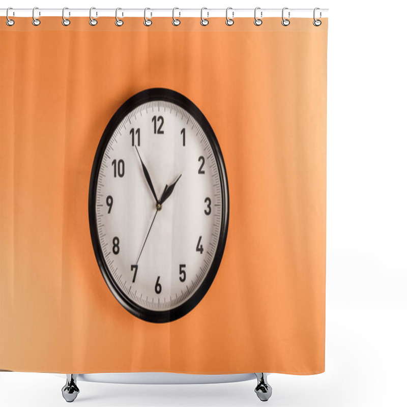 Personality  Top View Of Round Clock Isolated On Orange Shower Curtains