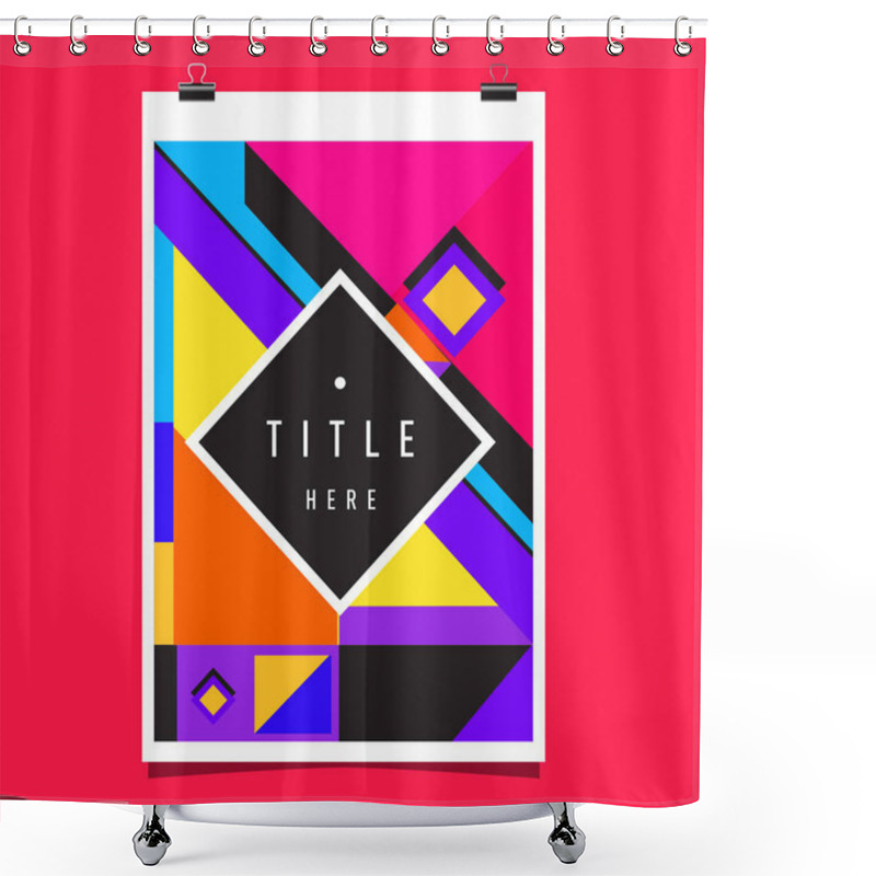 Personality  Trendy Geometric Elements Memphis Poster Design. Retro Style Texture, Pattern And Elements. Modern Abstract Cover Design Template Shower Curtains