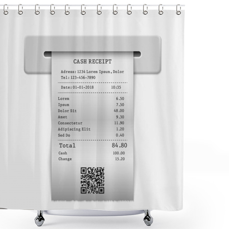 Personality  Paper Sales Printed Receipt, Bill Atm Template Shower Curtains