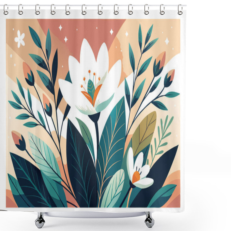 Personality  Minimalist Beautiful Floral Illustration Shower Curtains