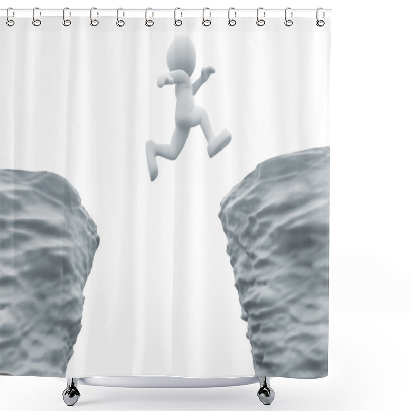 Personality  Human Character Jumping Over Chasm Shower Curtains