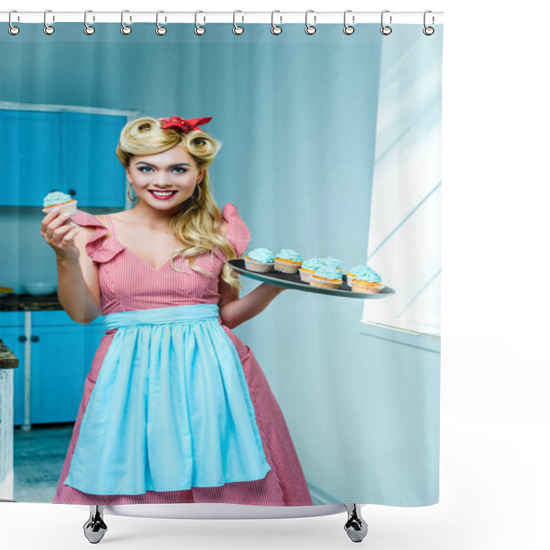 Personality  Pin Up Housewife With Cupcakes Shower Curtains