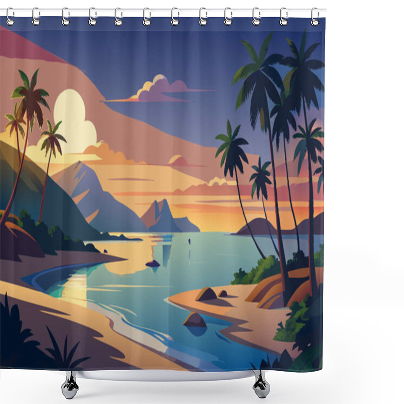 Personality  Summer Tropical Beach Landscape Background Shower Curtains