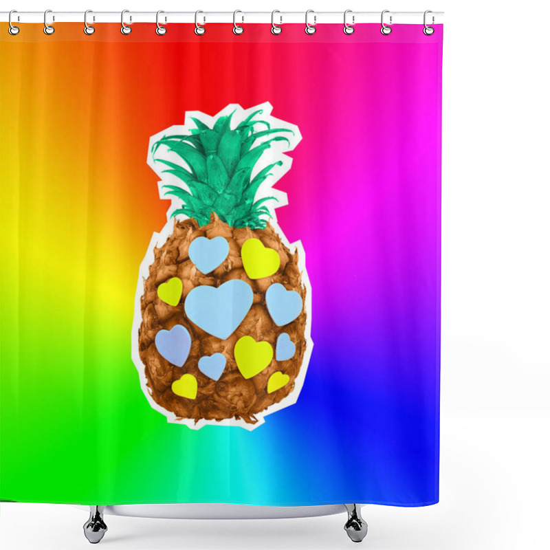 Personality  Pineapple And Hearts. Minimal Creative Art Design Shower Curtains