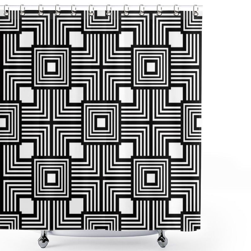 Personality  Seamless Black And White Pattern, Simple Vector Stripes Geometri Shower Curtains