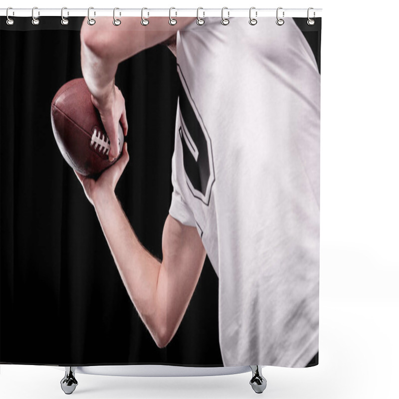 Personality  Man Holding Rugby Ball Shower Curtains