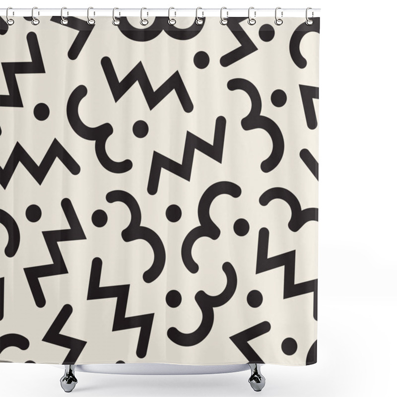 Personality  Seamless Monochrome Mix Zigzag Geometry And Dot Pattern Background Like A Brain Shower Curtains