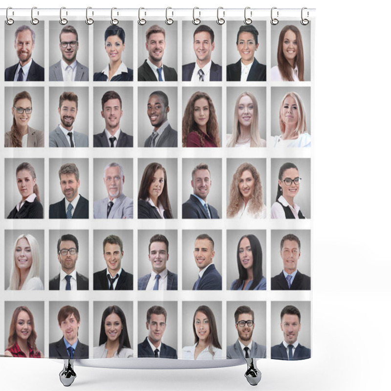 Personality  Collage Of Portraits Of Successful Young Businessmen Shower Curtains