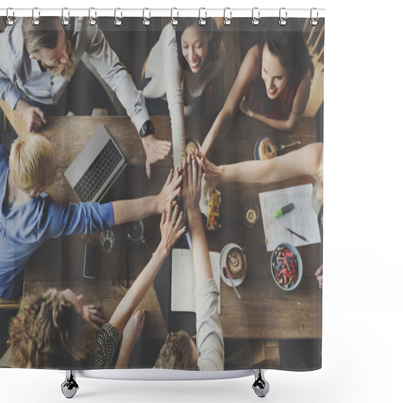 Personality  People Making Pile Of Hands Shower Curtains