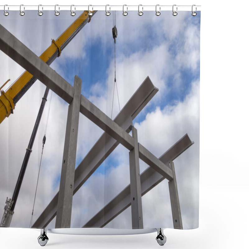 Personality  Crane Working In The Construction Site Shower Curtains