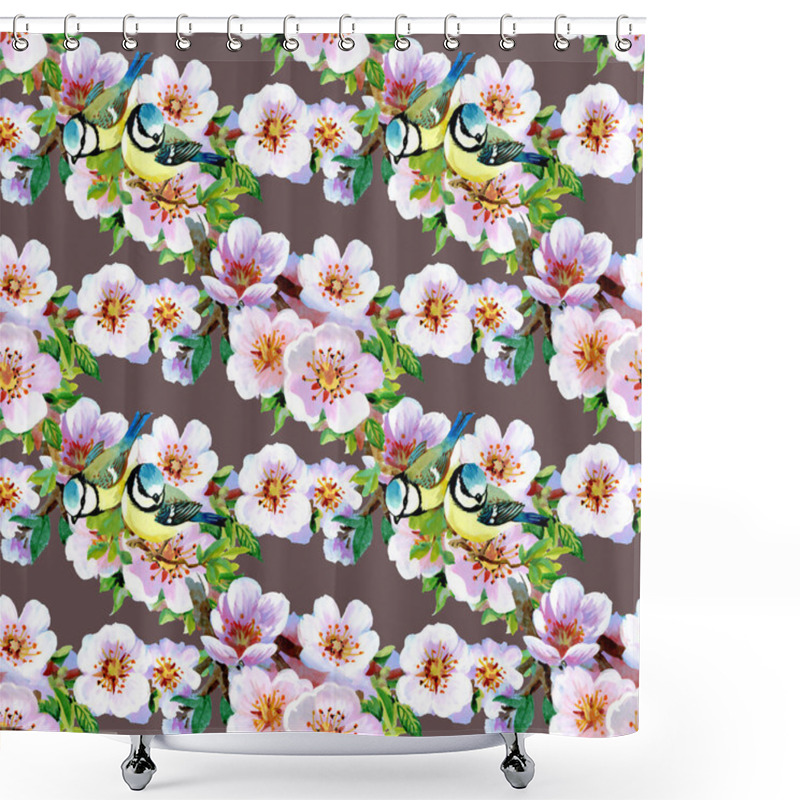 Personality  Beautiful Spring Flowers And Birds Pattern  Shower Curtains