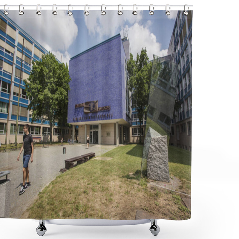 Personality  Prague, Czech Republic, June 4, 2018: Building Of CVUT, Faculty Of Electrical Engineering Shower Curtains