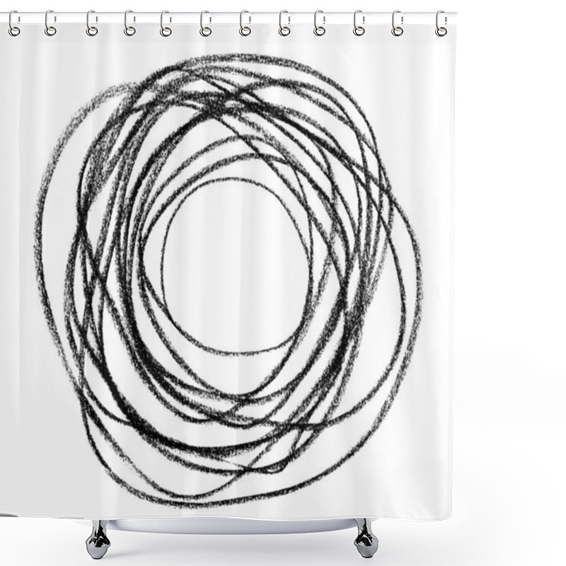 Personality  Black Doodle Circular Shape Shower Curtains