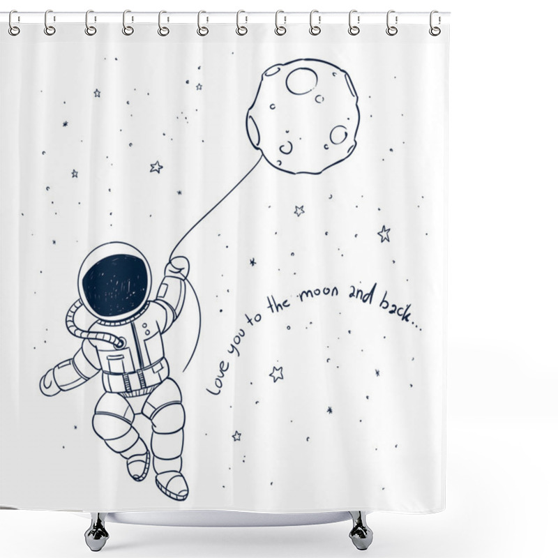 Personality  Vector Astronaut Doodle Shower Curtains