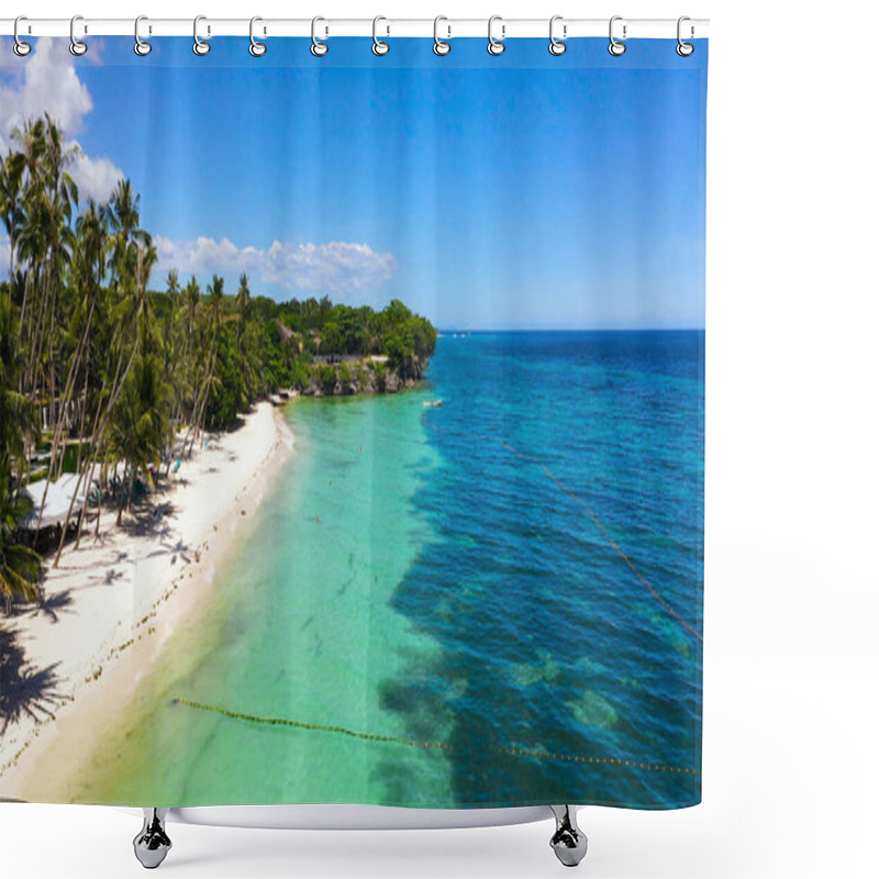 Personality  Sandy Beach And Tropical Sea. Panglao Island, Philippines. Shower Curtains