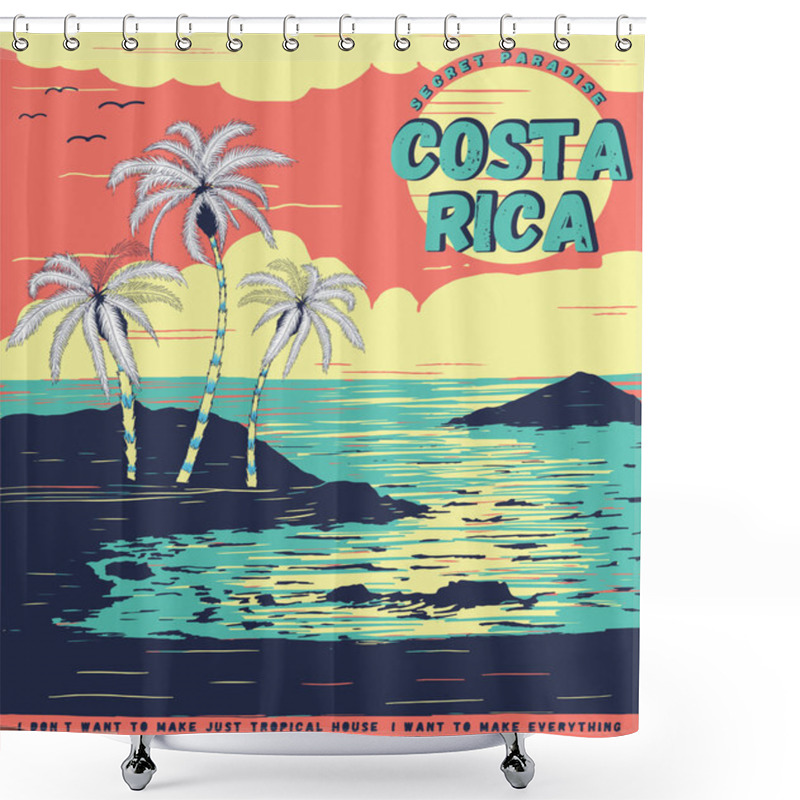 Personality  Illustration Sketch Costa Rica Tropical Graphic For Tee Print Shower Curtains