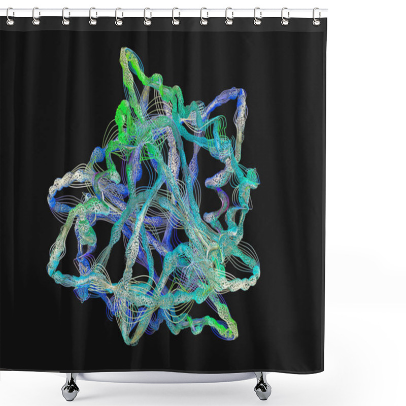 Personality  Chain Of Amino Acid Or Biomolecules Called Protein - 3d Illustration Shower Curtains