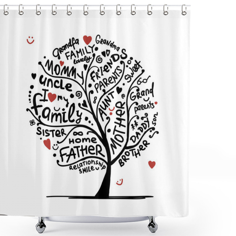 Personality  Family Tree Sketch For Your Design Shower Curtains