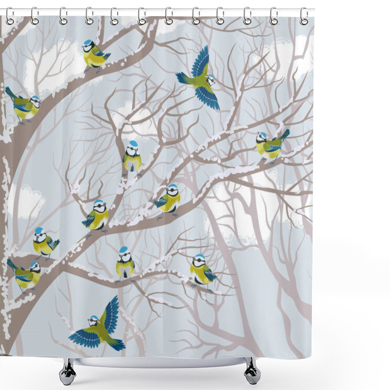 Personality  Blue Tits Shower Curtains