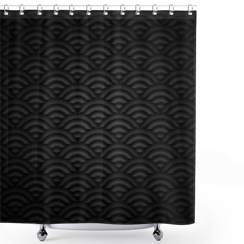 Personality  Seamless Dark Gray Wavy Pattern  Shower Curtains