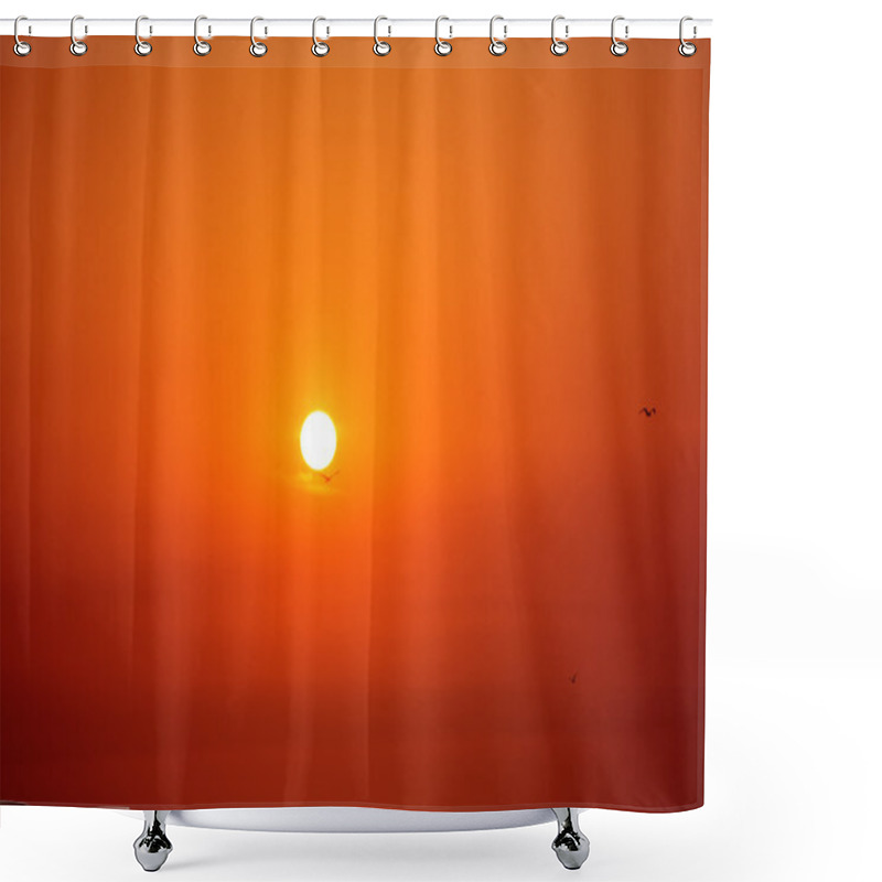 Personality  Morning Sunrise And Flying Birds Shower Curtains