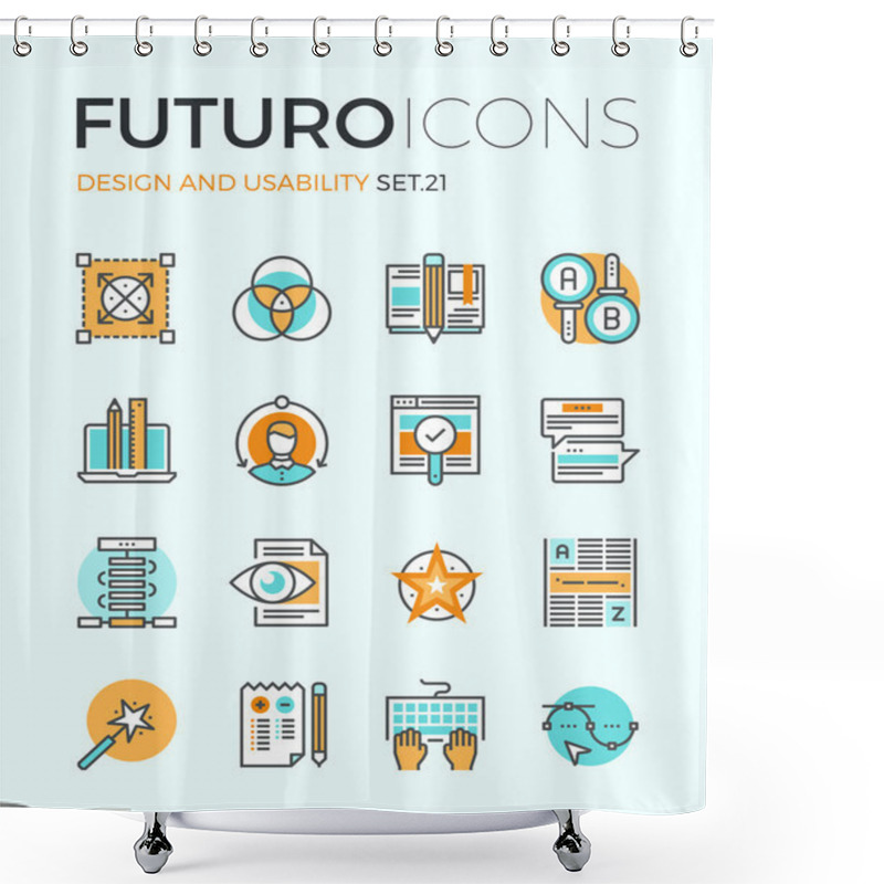 Personality  Design And Usability Futuro Line Icons Shower Curtains