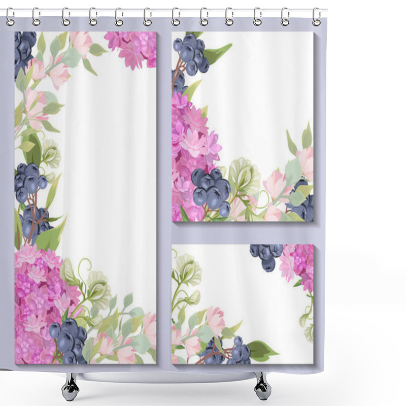 Personality  A Set Of Templates With Flowers And Berries. Templates For Cards And Invitations Shower Curtains