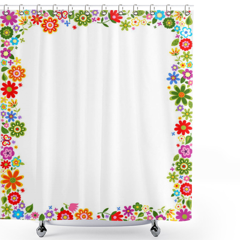 Personality  Floral Pattern Border Frame Shower Curtains