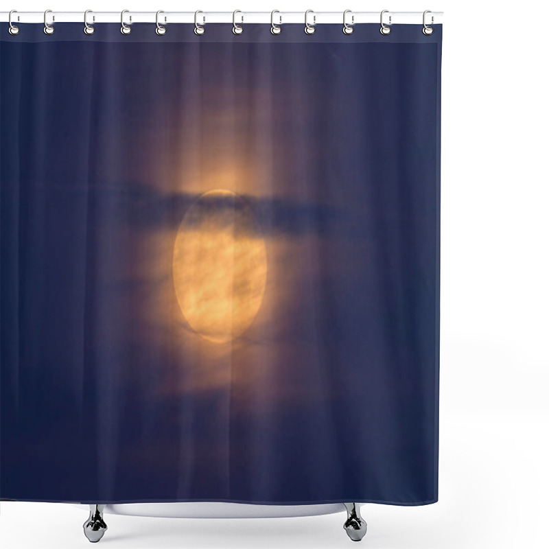 Personality  Yellow Full Moon Behind Clouds In Northern France In Summer Shower Curtains