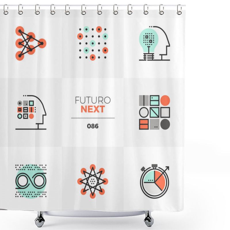 Personality  Modern Flat Icons Set Of Machine Learning Process, Neural Intelligence. Unique Color Flat Graphics Elements With Stroke Lines. Premium Quality Vector Pictogram Concept For Web, Logo, Branding, Infographics. Shower Curtains