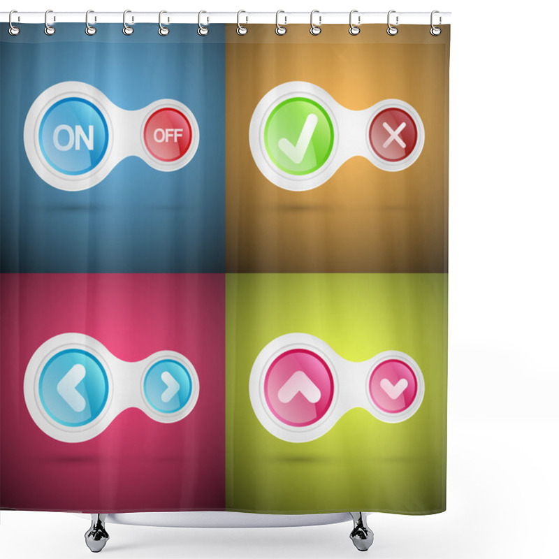 Personality  Vector Set Of Buttons. Shower Curtains