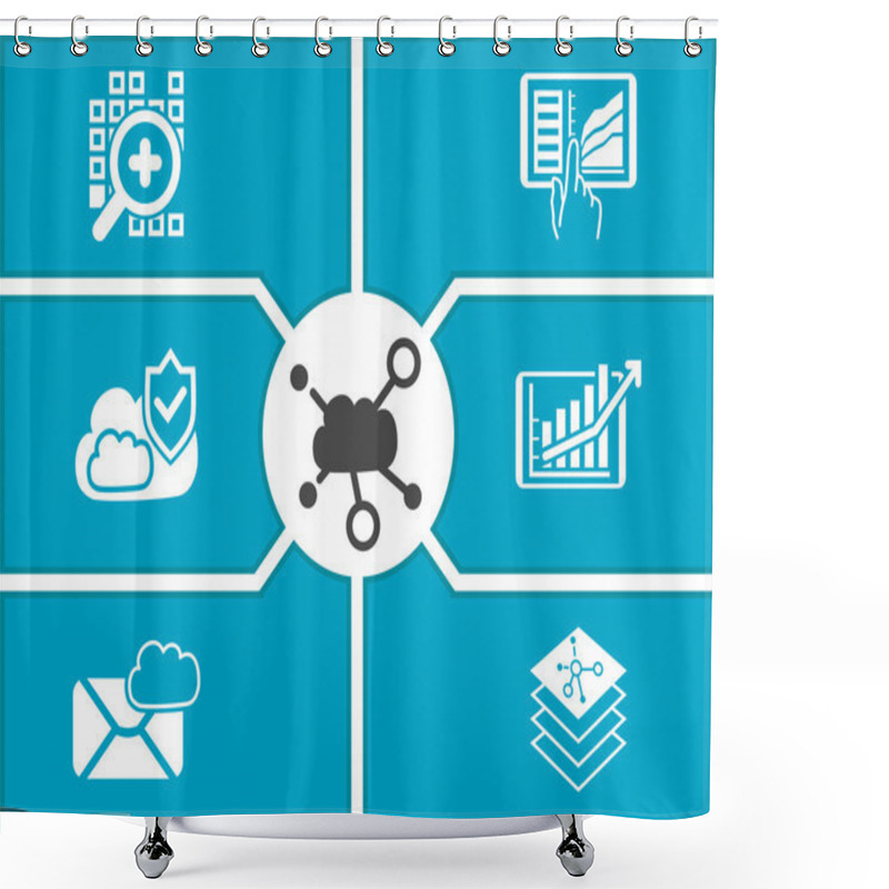 Personality  Concept Of Cloud Computing Dashboard For Mobile Devices. Vector Illustration Shower Curtains